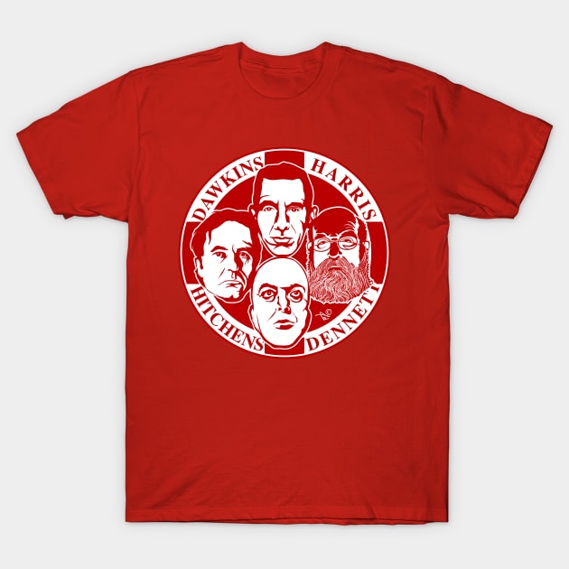 The Four Horsemen: New Atheists (Scarlet) T-Shirt by TaizTeez